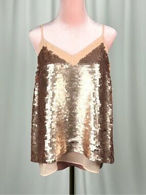 Moulinette Soeurs Gold Sequin Cami Top Anthropologie Size 6